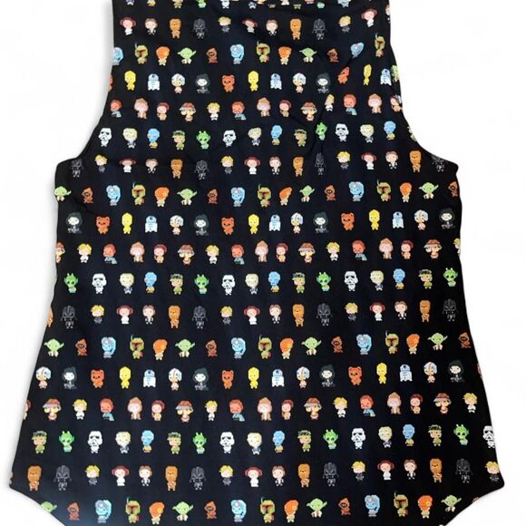 Star Wars Woman's 8 Bits Business Time Sleeveless button up Collar Shirt SZ M - Picture 4 of 4